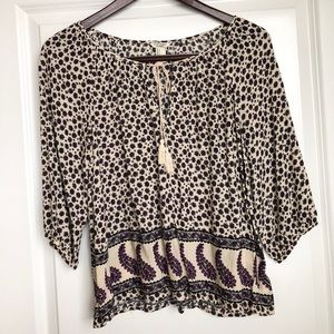 Forever 21 Long Sleeve Paisley Blouse
